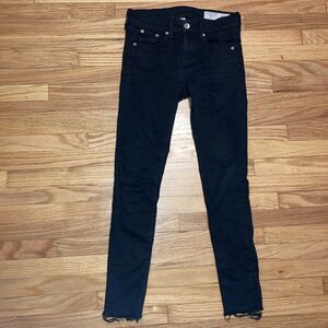 Rag & Bone Ankle Skinny Jeans Womens 26 Black Cut Off Raw Hem Pre-Owned